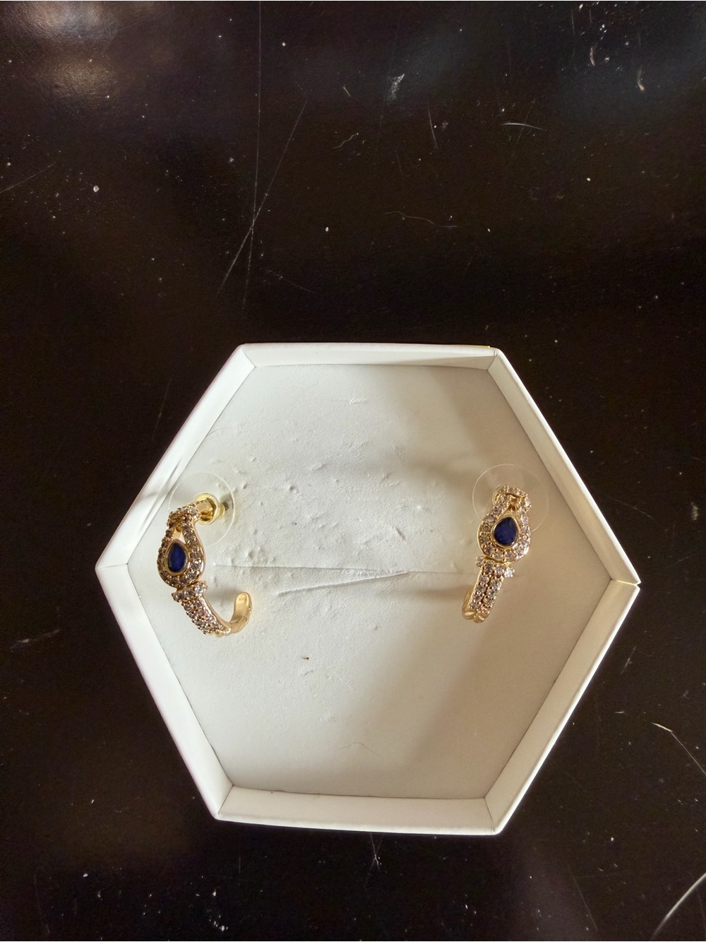 Sapphire and Gold OG Hoops